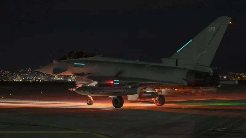 UK France IS bunker Syria strike involving RAF Typhoon jets near Palmyra