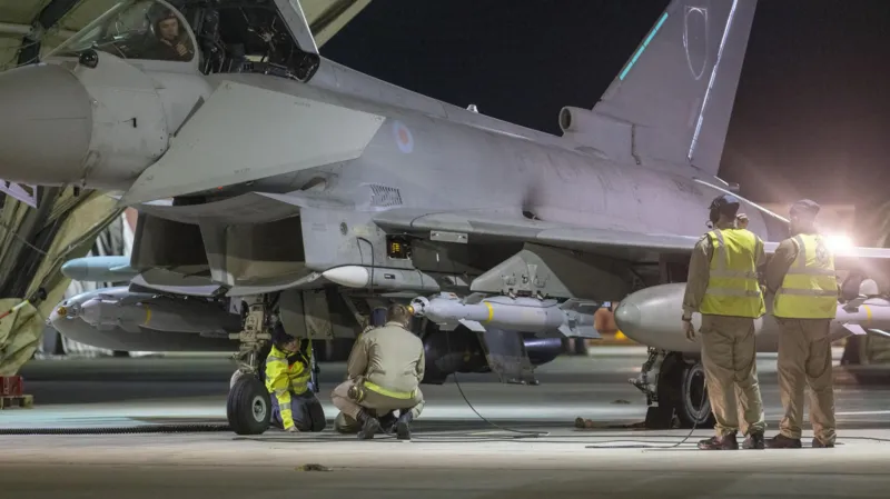 UK France IS bunker Syria strike involving RAF Typhoon jets near Palmyra