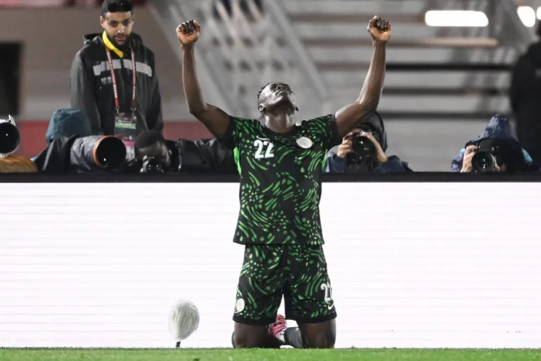 Akor Adams celebrates first AFCON goal for Nigeria against Mozambique