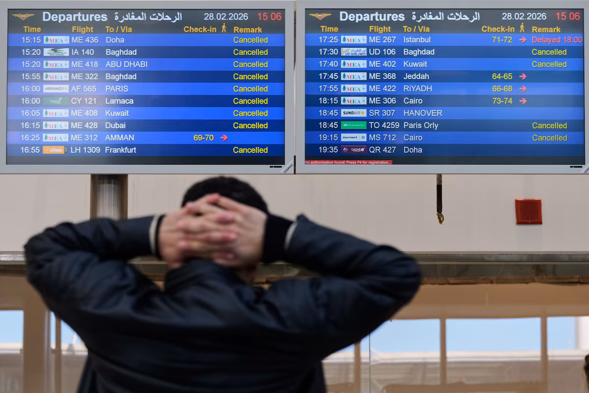 Empty Middle East airspace map during flight suspensions