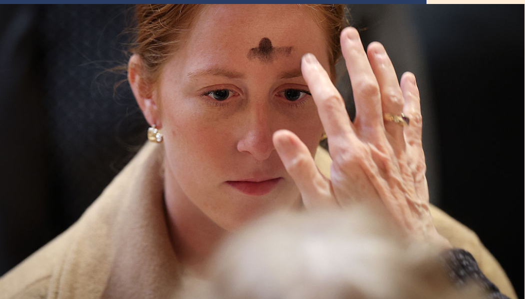 Ash cross worn on Ash Wednesday FOR Ireland Catholics in Ireland
