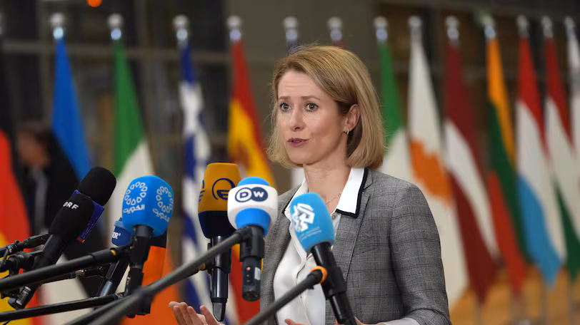 EU foreign policy chief Kaja Kallas speaking at the Munich Security Conference