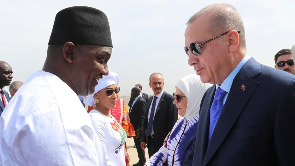 Turkish President meeting African leader during diplomatic visit