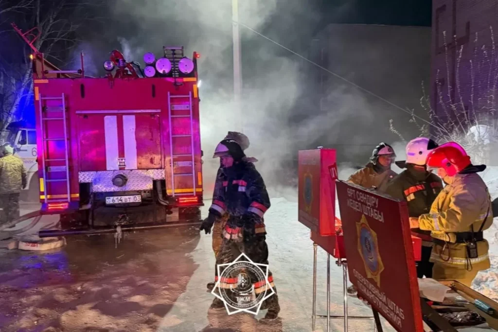 Firefighters respond to deadly cafe explosion in Shchuchinsk, northern Kazakhstan