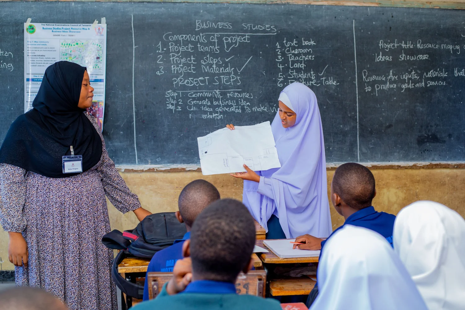 Business Studies Teacher job Nigeria 2026: Business studies teacher teaching students in classroom