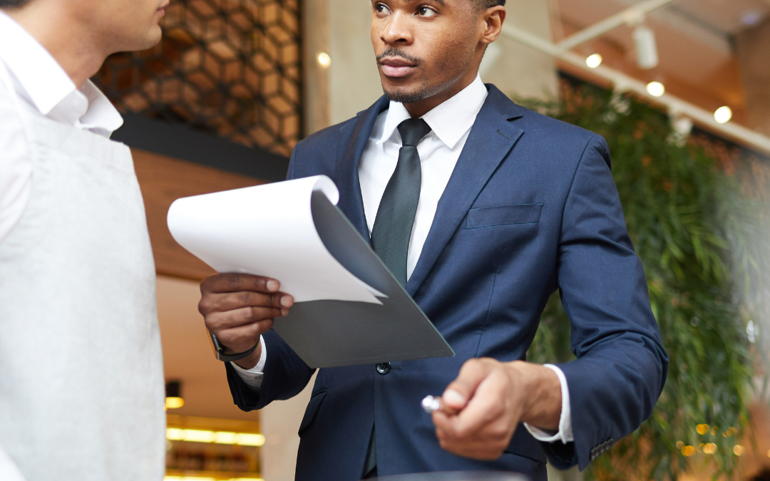 Restaurant Outlet Manager Yenagoa job 2026: restaurant manager supervising staff and service operations in a busy dining area