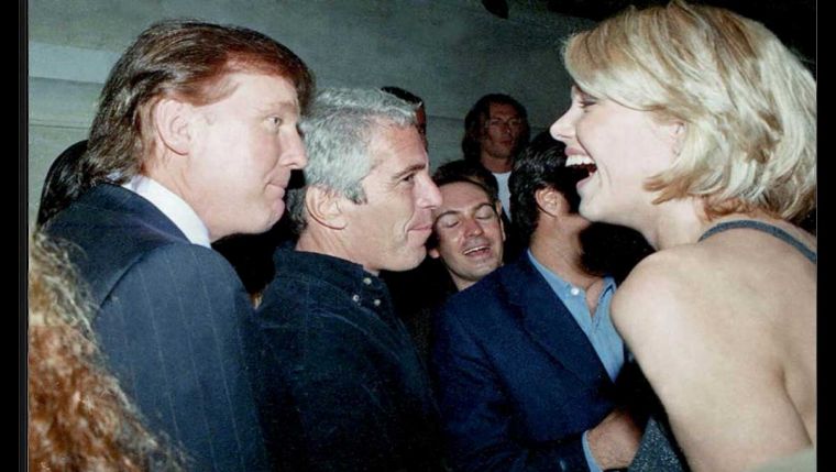 Donald Trump pictured with Jeffrey Epstein in a previously circulated photograph as FBI memos Trump assault allegation sparks