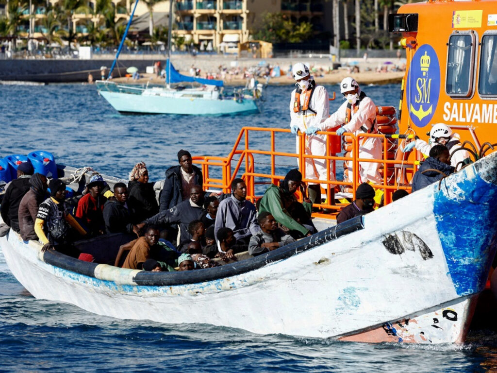 Migrants rescued at sea near Crete during ongoing European migration crisis