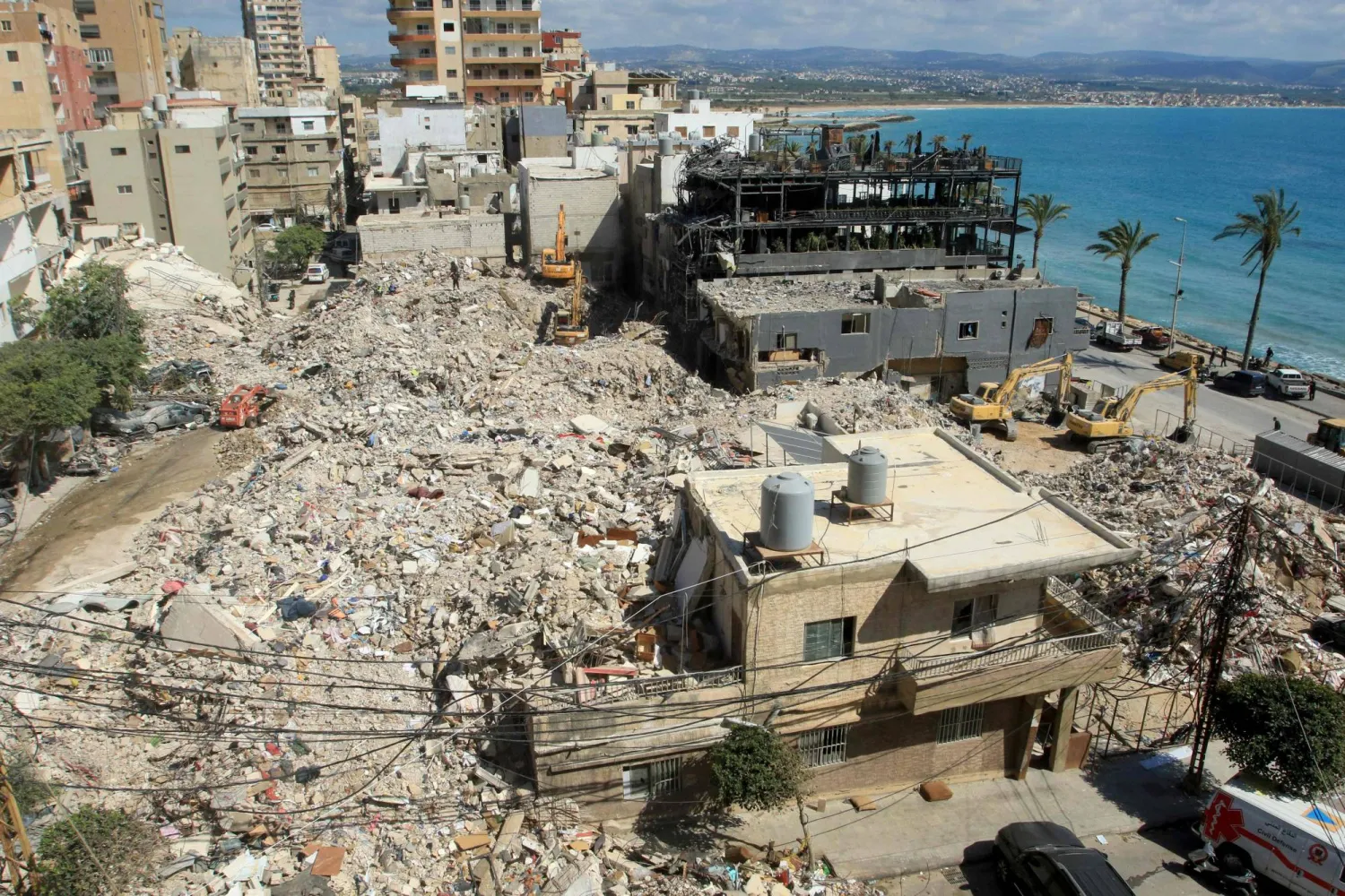 Lebanon Israel ceasefire extension request: Rescue teams clearing rubble after Israeli strikes in Tyre Lebanon