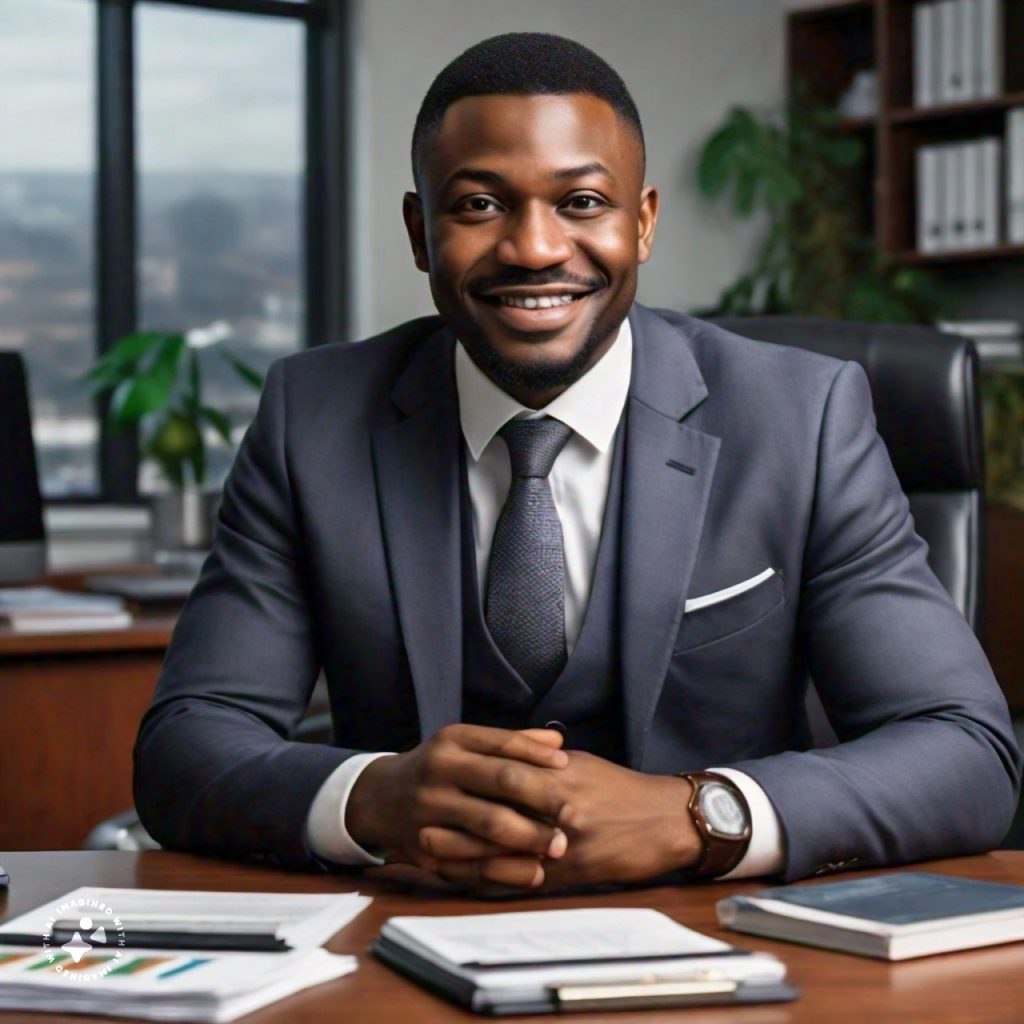 Nippon Electronic Head of Sales job Lagos, analyzing market data in an FMCG company office