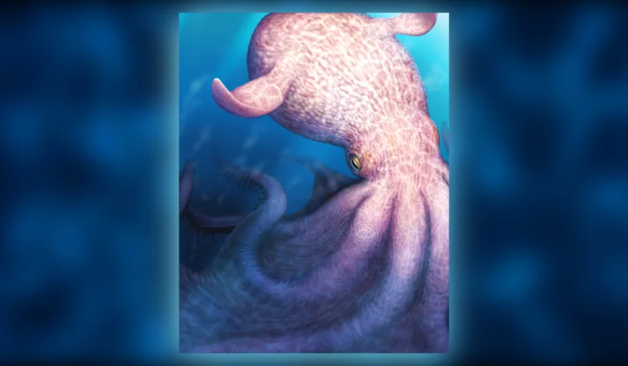 giant octopus kraken fossils Cretaceous predators swimming in Cretaceous ocean reconstruction