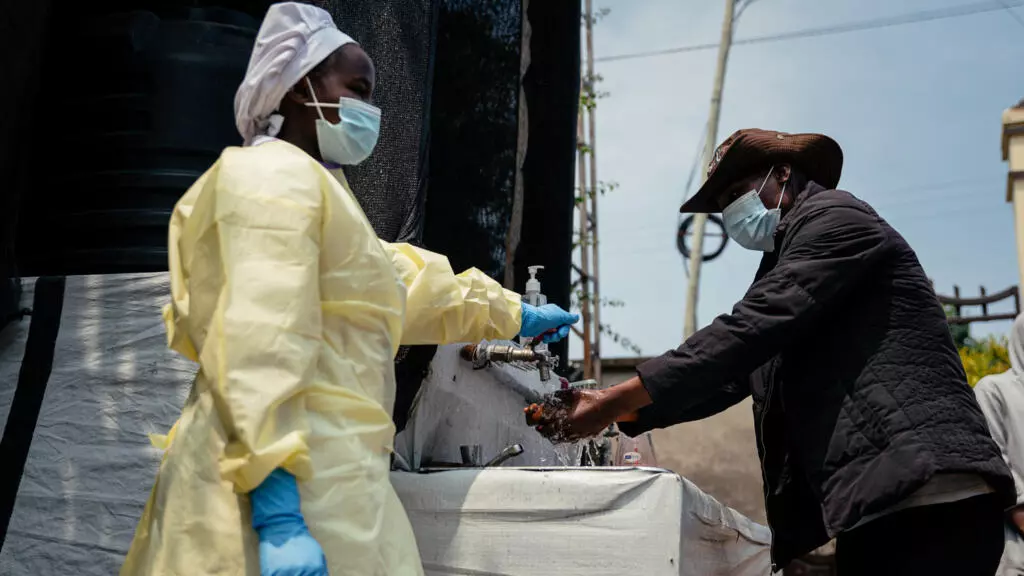 DRC Ebola outbreak 2026: : Health workers conducting prevention screening at hospital