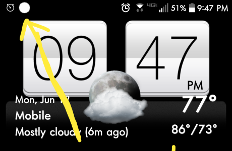 white dot on Android phone