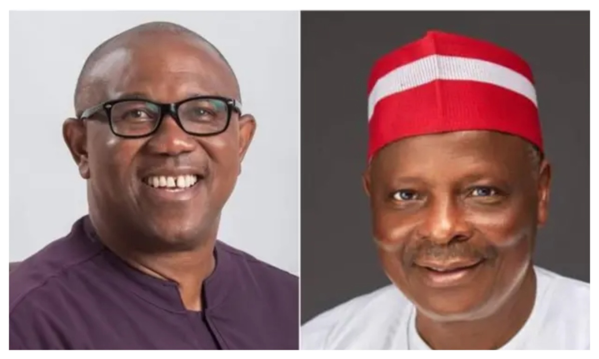 Peter Obi Kwankwaso defection NDC political meeting illustration with Nigerian flag background