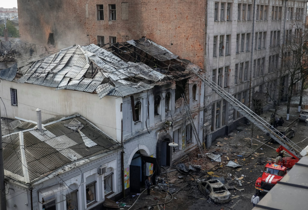 Ukrainian attacks on Russia border regions: : Emergency response scene following reported strikes