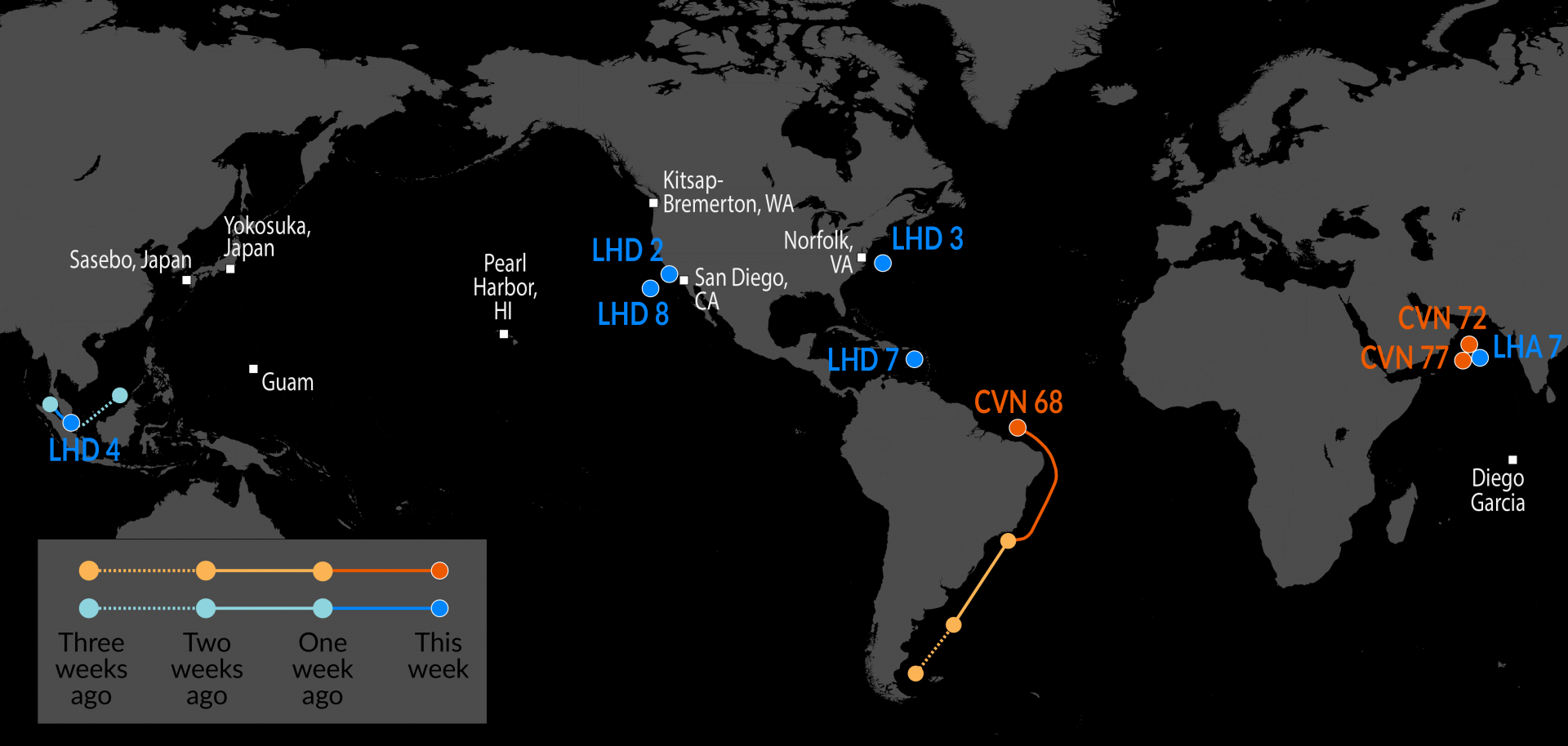 U.S. Naval Update Map 2026 Showing Global Carrier Strike Group Deployments