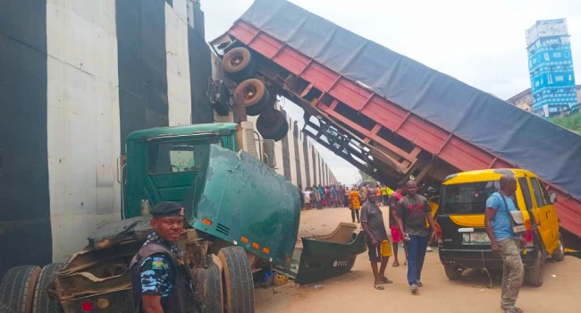 Truck Falls Off Bridge In Anambra