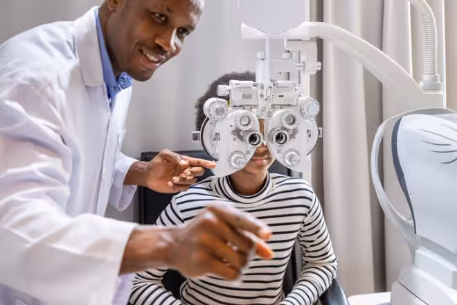 Soteria Eye Clinic optometrist recruitment conducting eye examination at the Eye Clinic