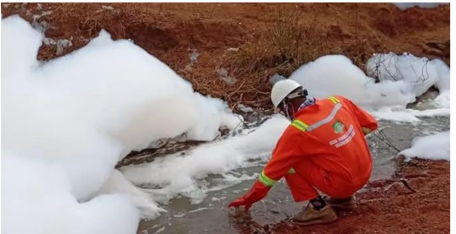 White foam on Nigerian highway