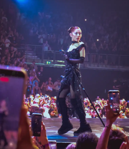 Ariana Grande performing at her final concert in London.