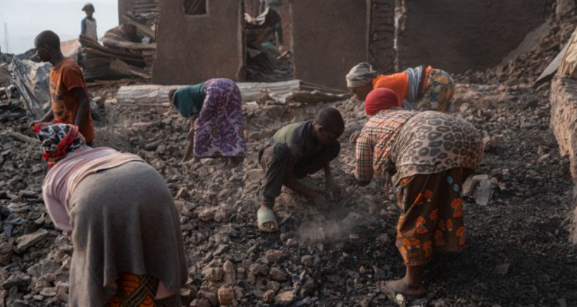 Families and residents return to the area affected by the DR Congo school fire in Bukavu.