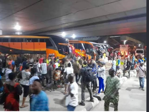 Oshodi BRT bus rush at Lagos terminal