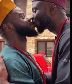 Nigerian men reunion kiss video