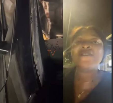 Mercedes trim theft in Lekki traffic leaves part of the vehicle damaged.
