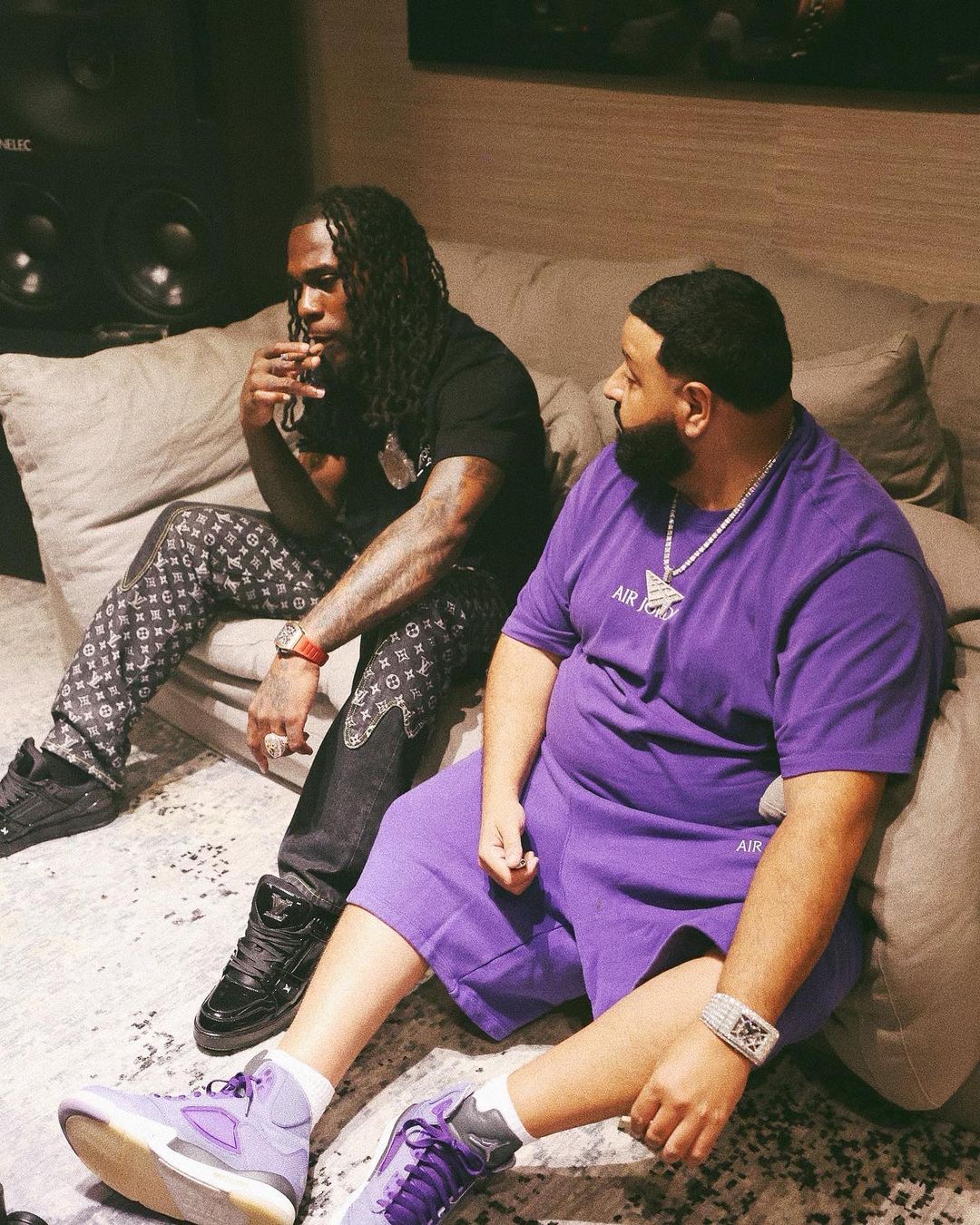 DJ Khaled listening to Burna Boy’s I Told Them album track