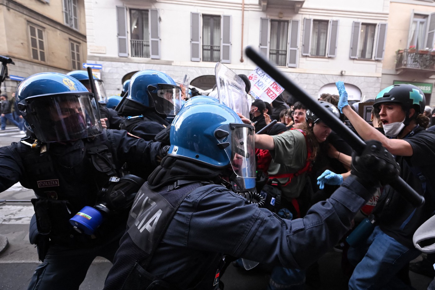 Protesters during Milan cost of living protests over rising prices