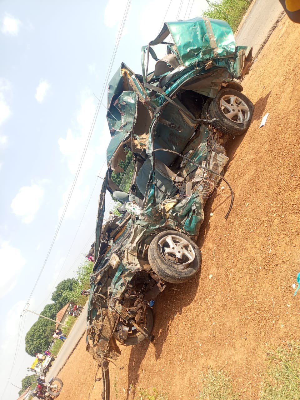 Emergency response and wreckage following a fatal roadside crash involving a vehicle attached to the Niger State governor's convoy.