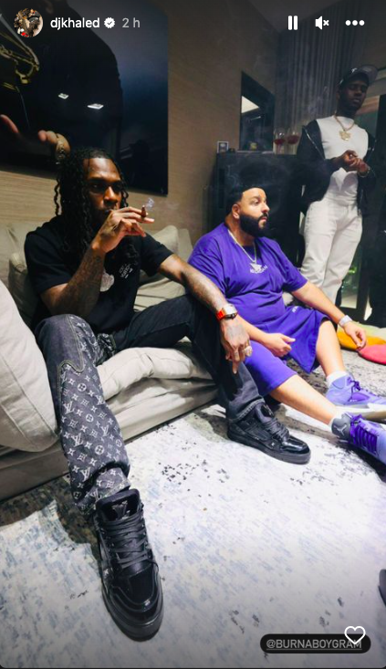 DJ Khaled shares a video listening to Burna Boy’s I Told Them.