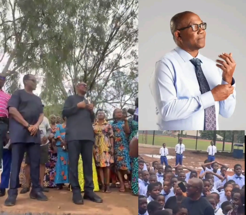 Peter Obi during a school visit in Enugu State.