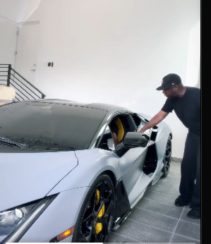 Husband panics over wife Lamborghini as she tries to drive his luxury car